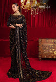 Asim Jofa Black Saree Collection Chiffon Replica