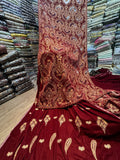 Micro velvet reddish maroon